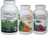 Garden Trio Capsules/Caplets - BarleyLife, Just Carrots, RediBeets. The quickest way of feed our body cells high quality whole nutrition. Powder or Caps. Save money by purchasing as a trio.